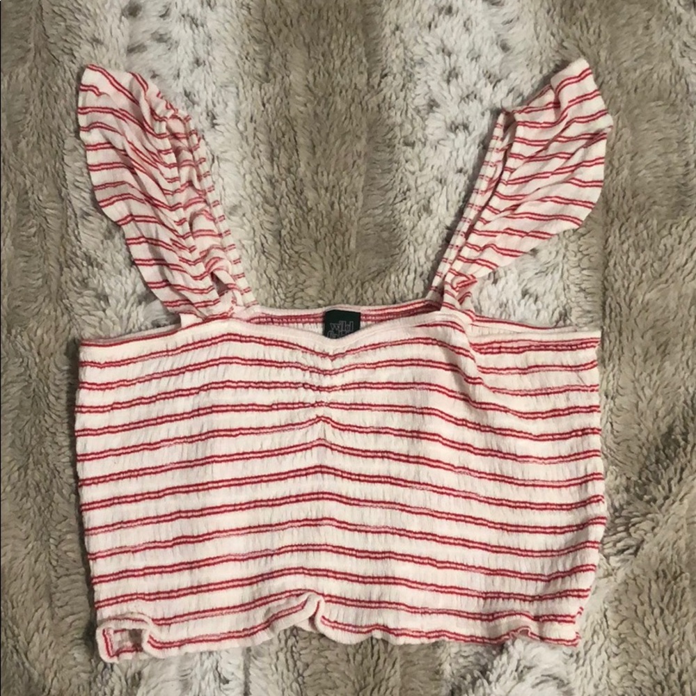 Red & white strip crop